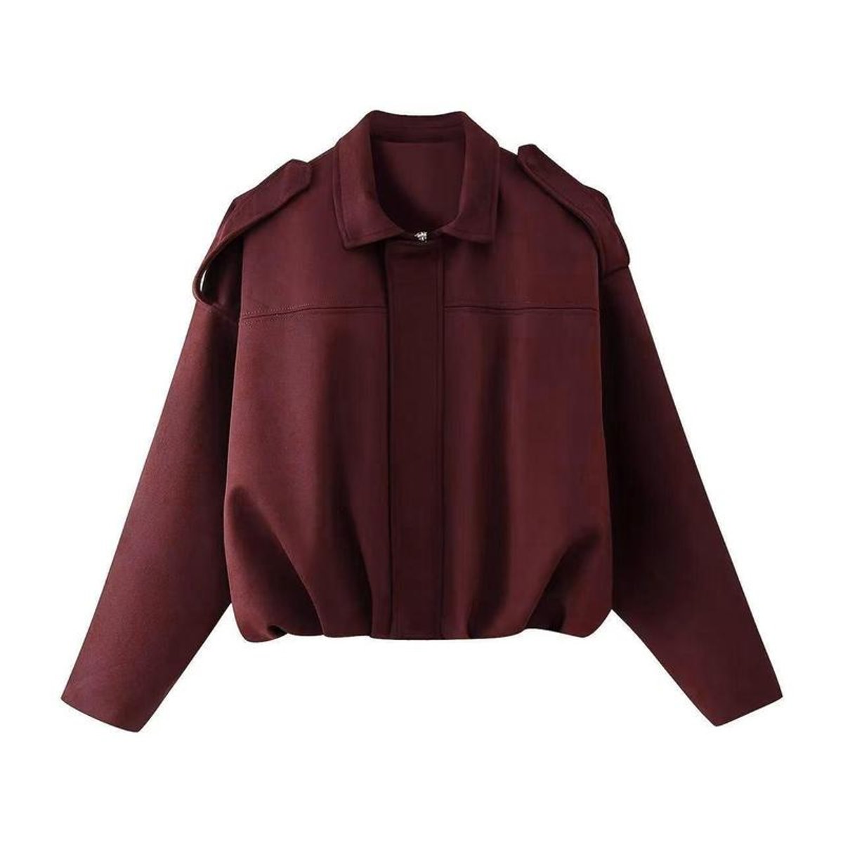 Faux Suede Collared Cropped Bomber Jacket 3