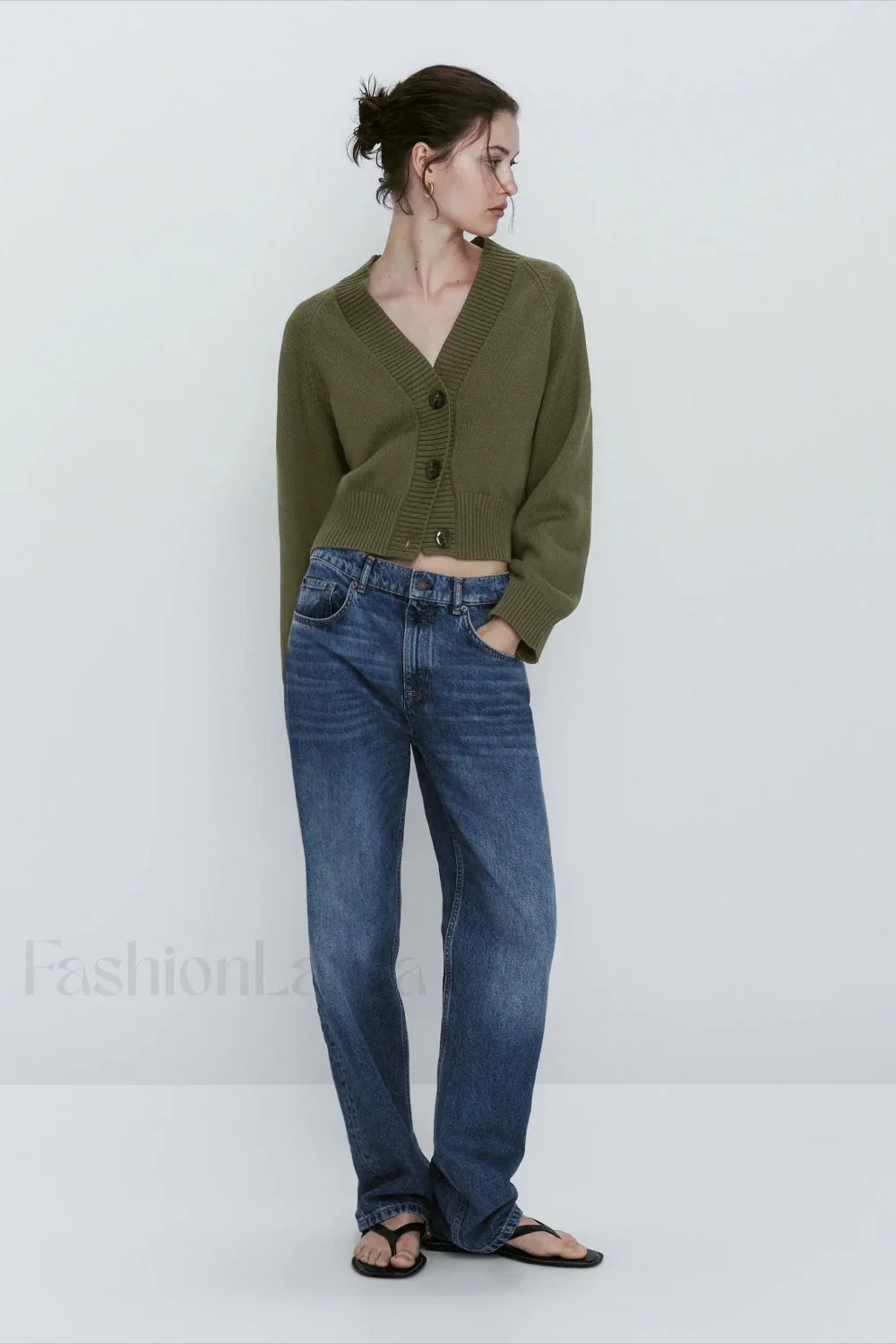 Women's Wool Blend Slim-fit V-neck Cardigan