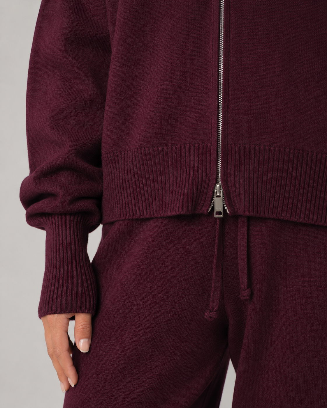 Funnel Neck Double Zip Oversized Knit Cardigan
