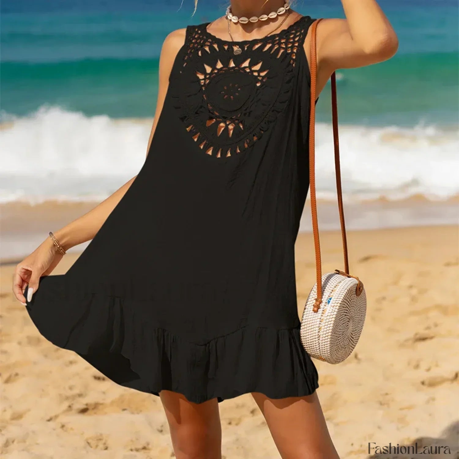 Wooden Ear Crochet Sarong Cover Up