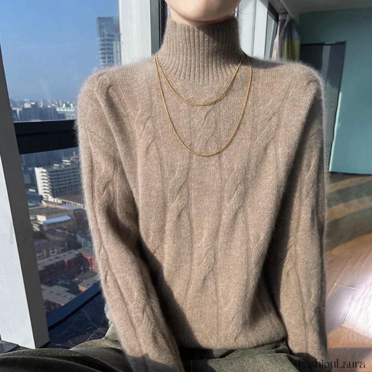 Wool Autumn Winter Women's Turtleneck Pullover Solid Color Thick Cashmere Warm Sweater
