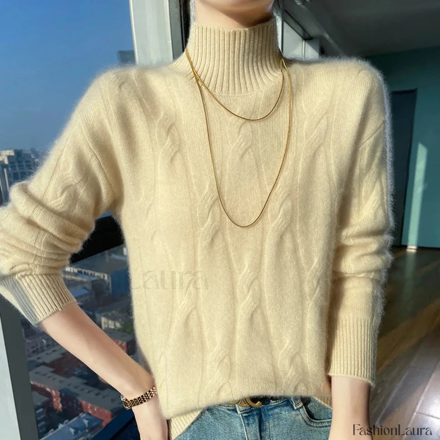 Wool Autumn Winter Women's Turtleneck Pullover Solid Color Thick Cashmere Warm Sweater