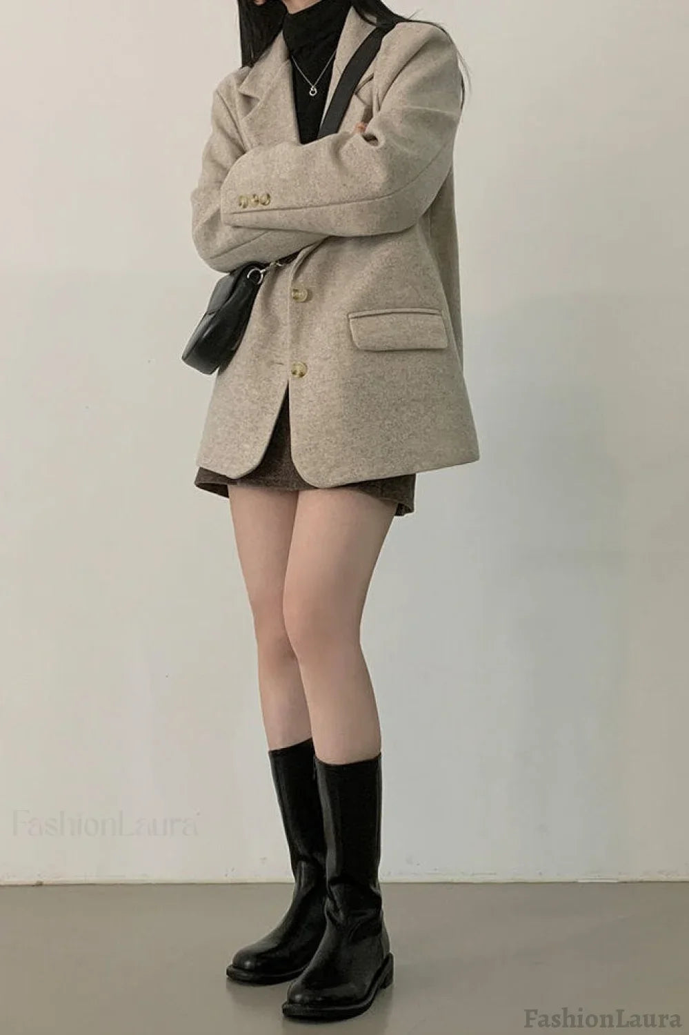 Wool Blend Oversized Longline Blazer