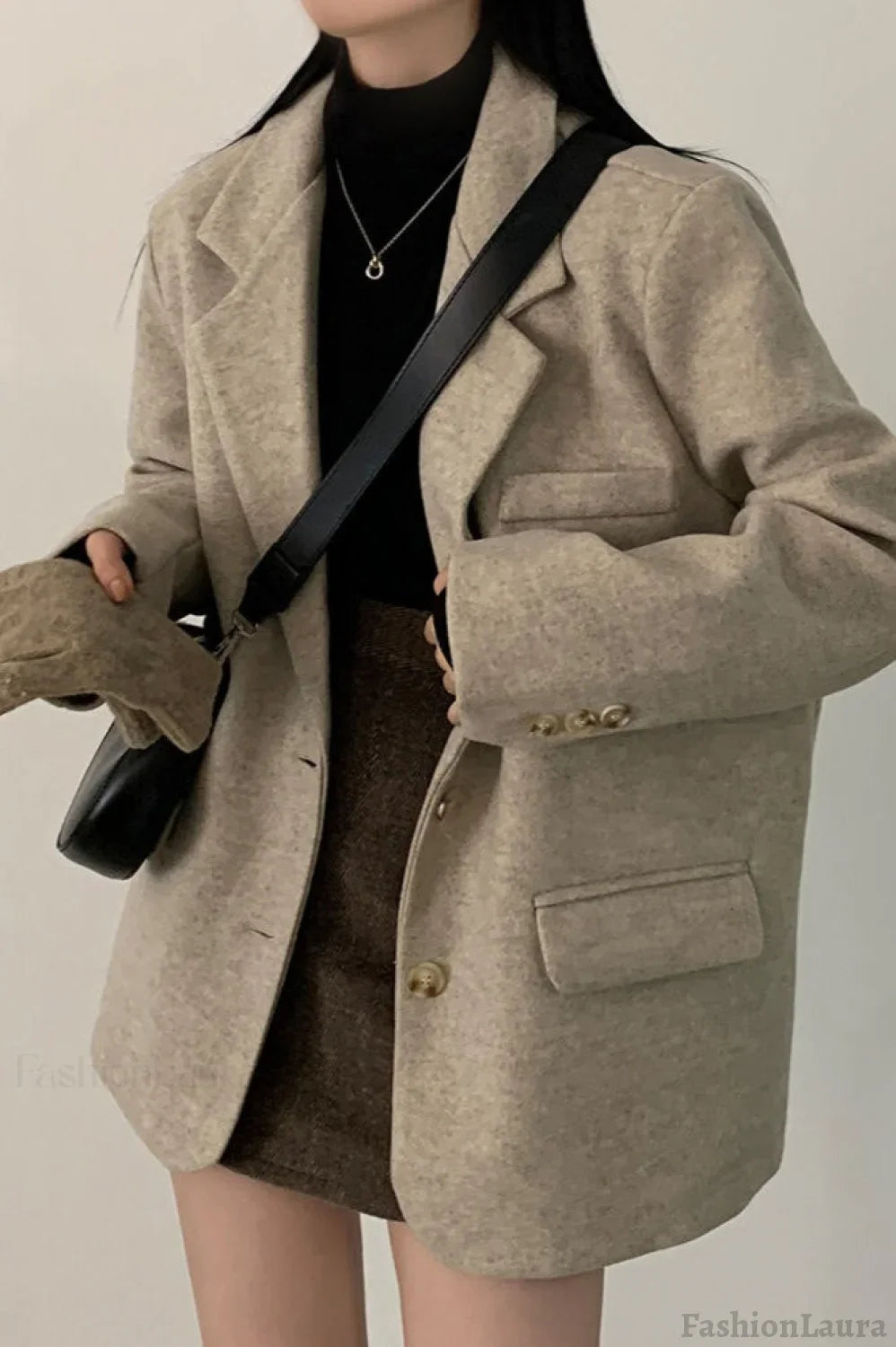 Wool Blend Oversized Longline Blazer