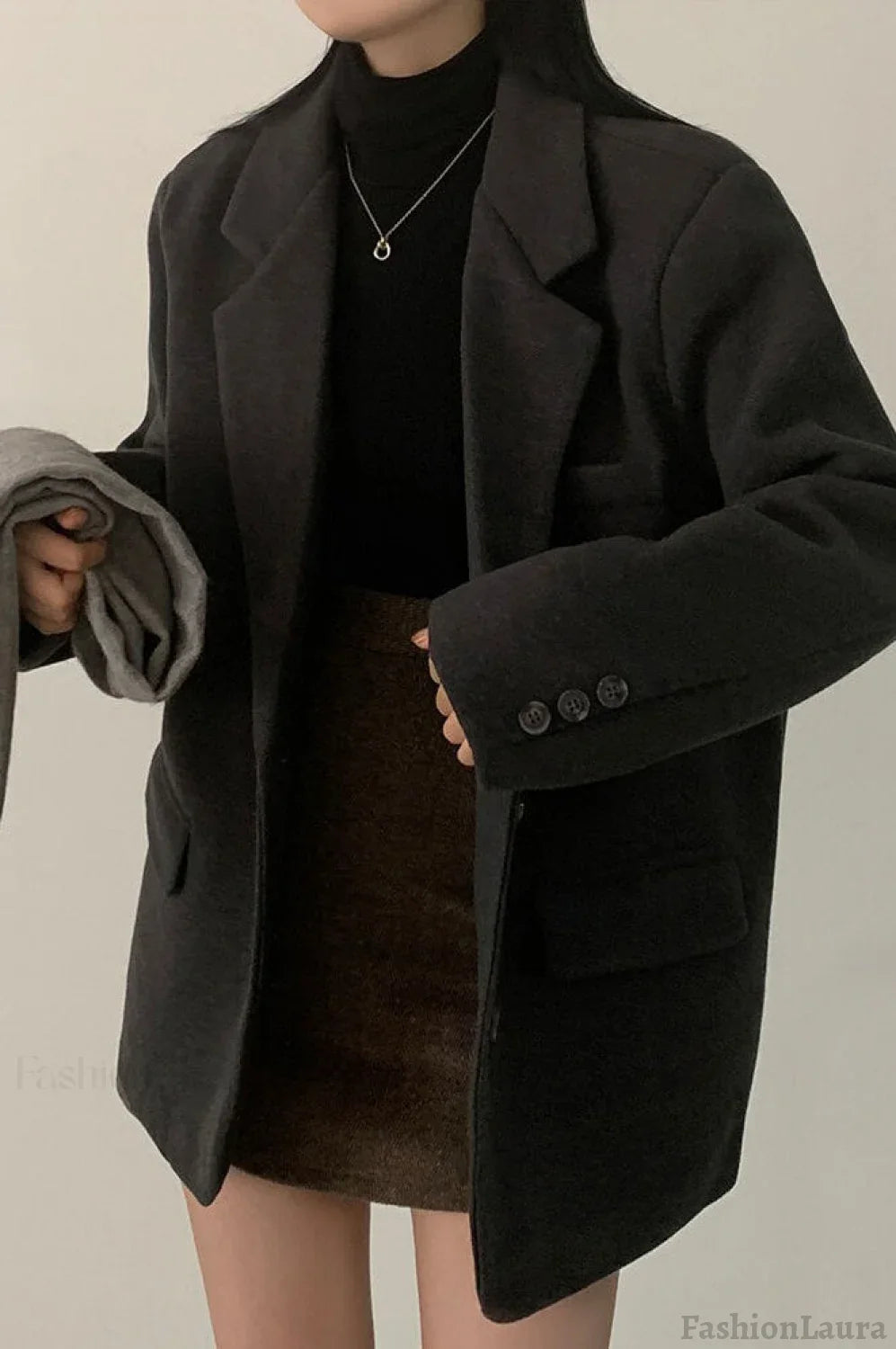 Wool Blend Oversized Longline Blazer