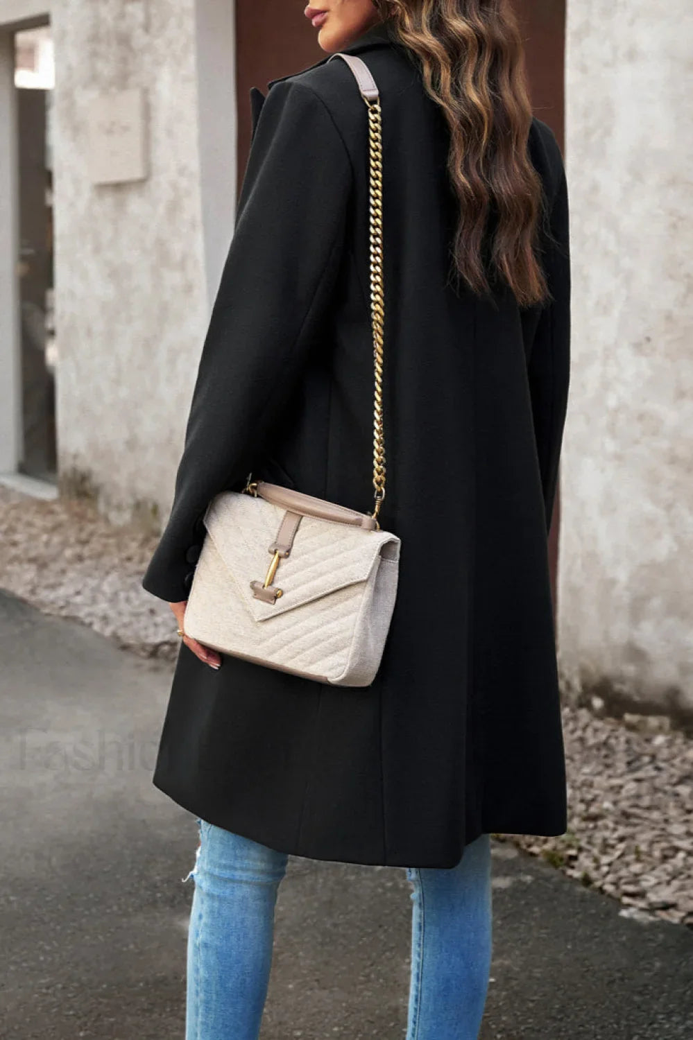 Wool Blend Solid Longline Coat