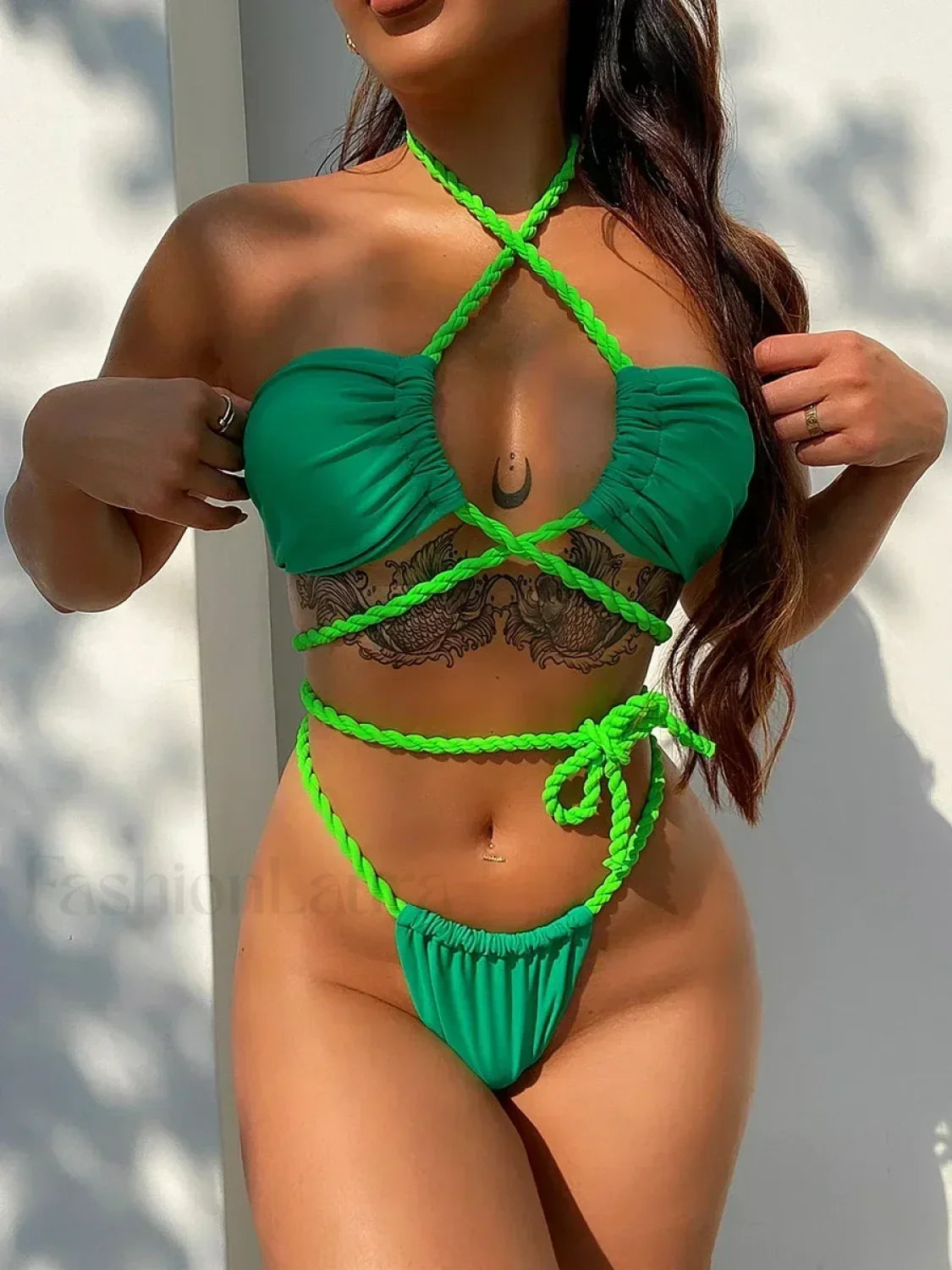 Wrap Around Halter High Cut Bikini Set