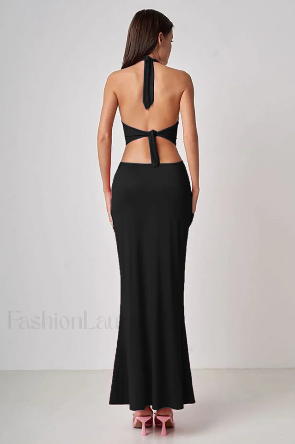 Wrap Front Cutout Charming Backless Maxi Dress