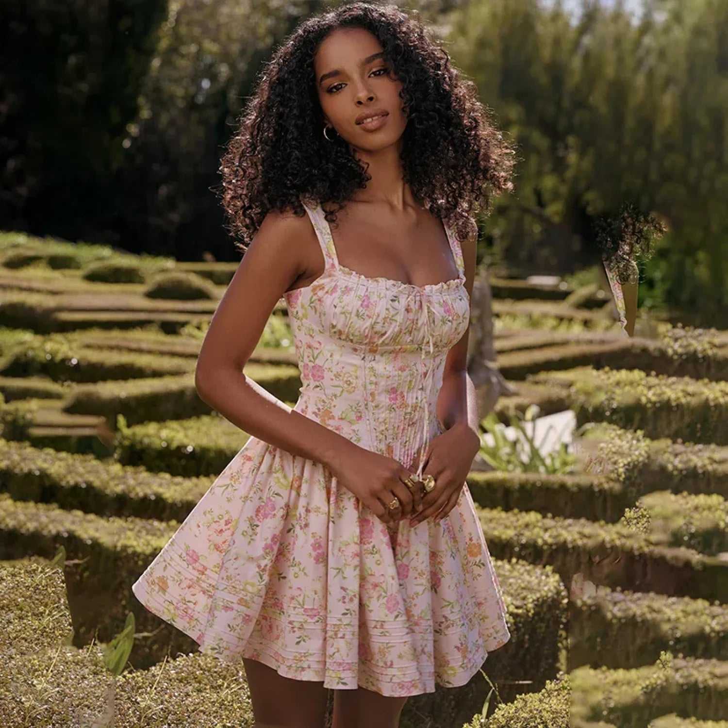 Wrap Pleated Spaghetti Mini Dress Pink / M