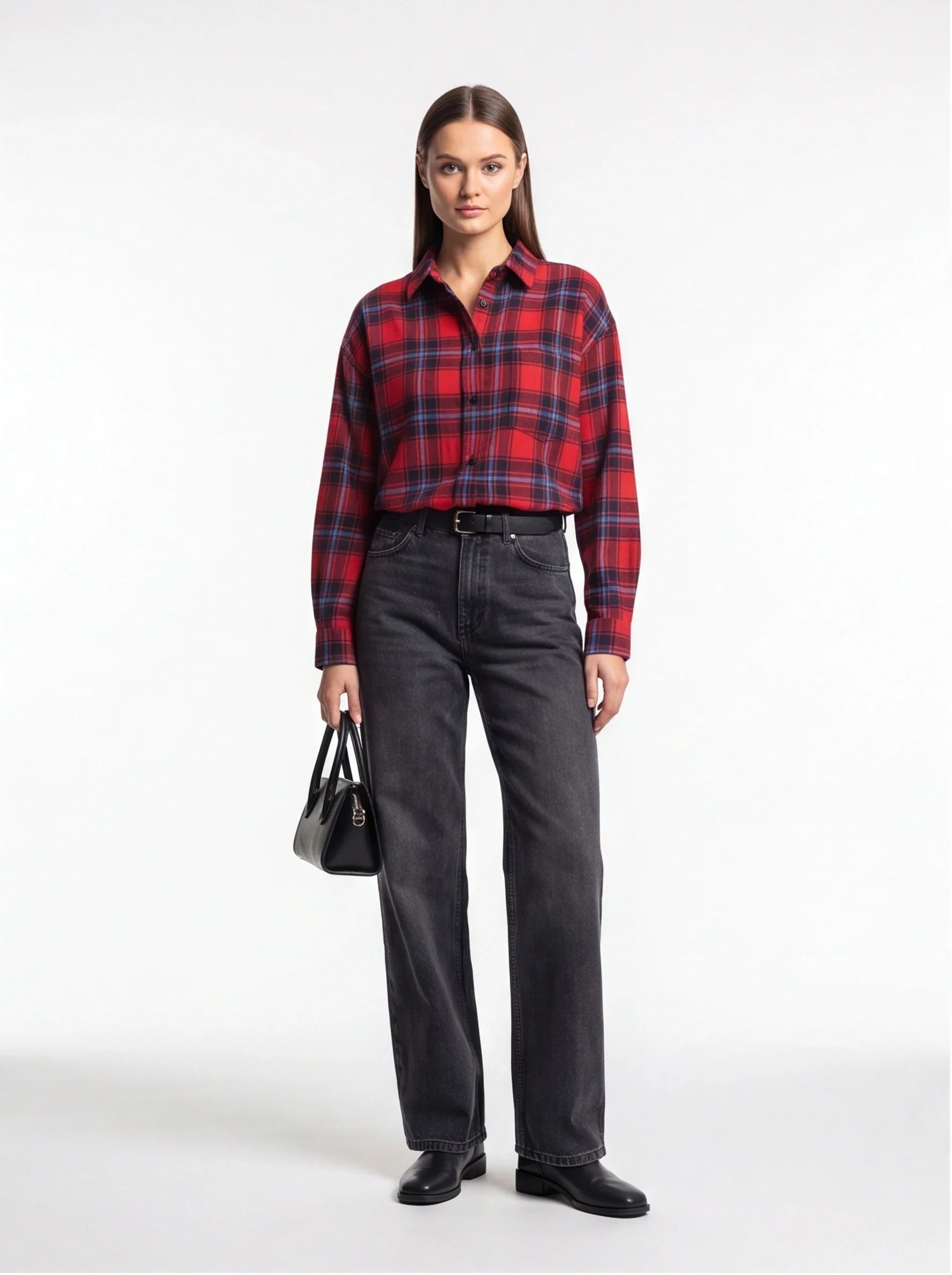 Stylish Oversized Red Plaid Shirt | Soft Fabric & Comfortable Fit