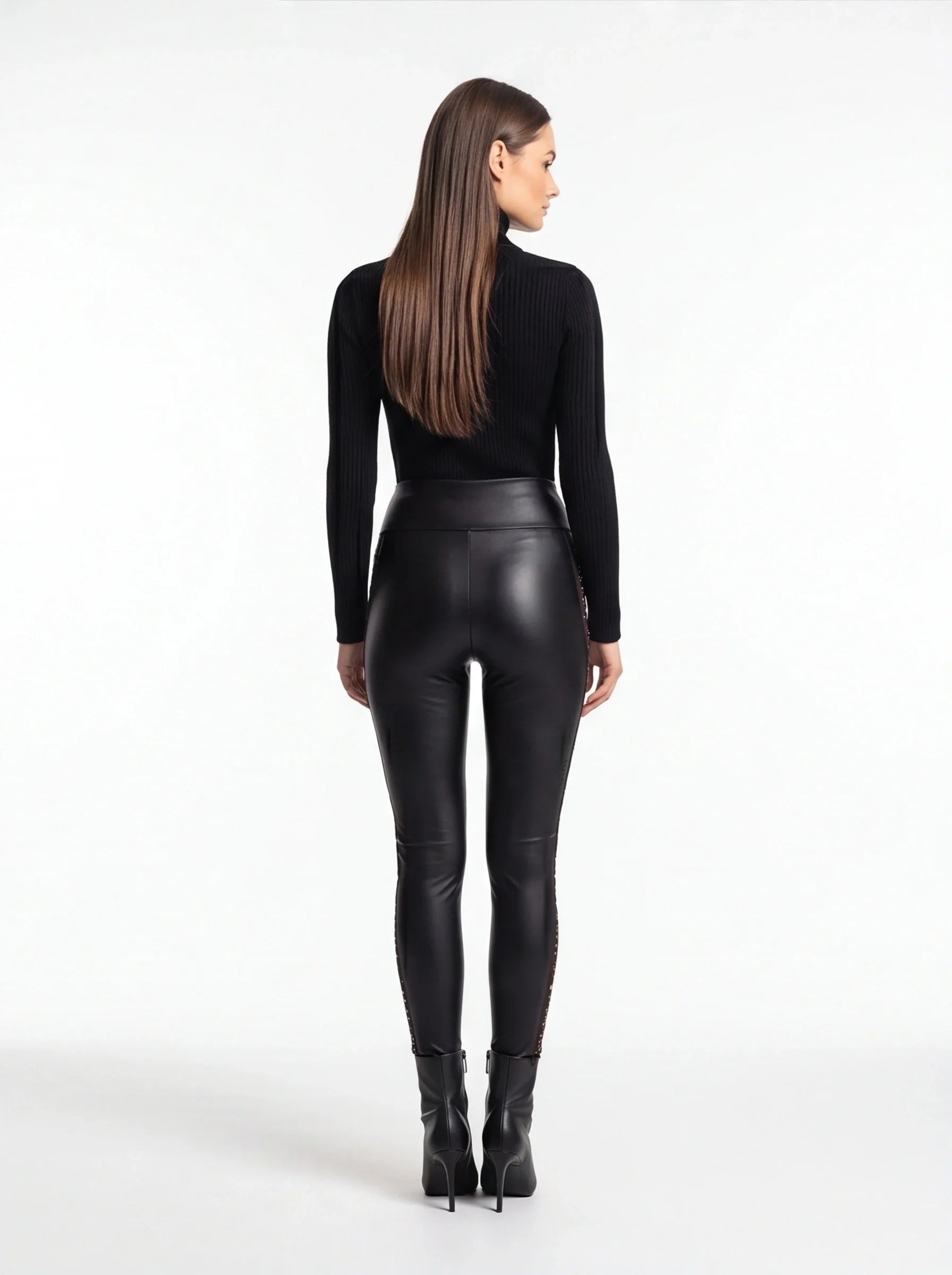Black Skinny Pants High Waist Stretch PU Leather