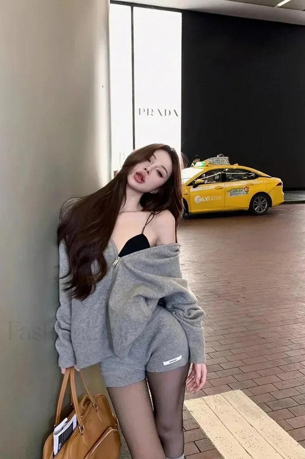 Y2K American Grey Zipper Hoodie