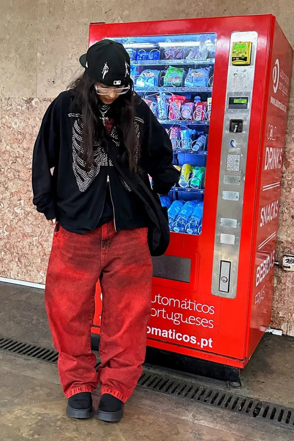 Y2K Gothic Skeleton Rhinestone Hoodie