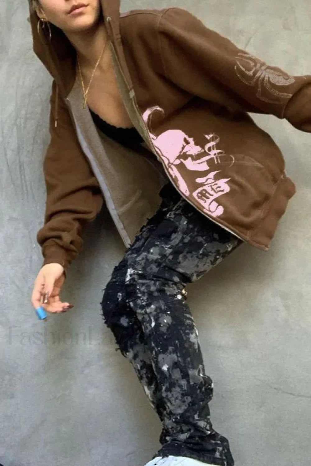 Y2K Graphic Zip Up Hoodie