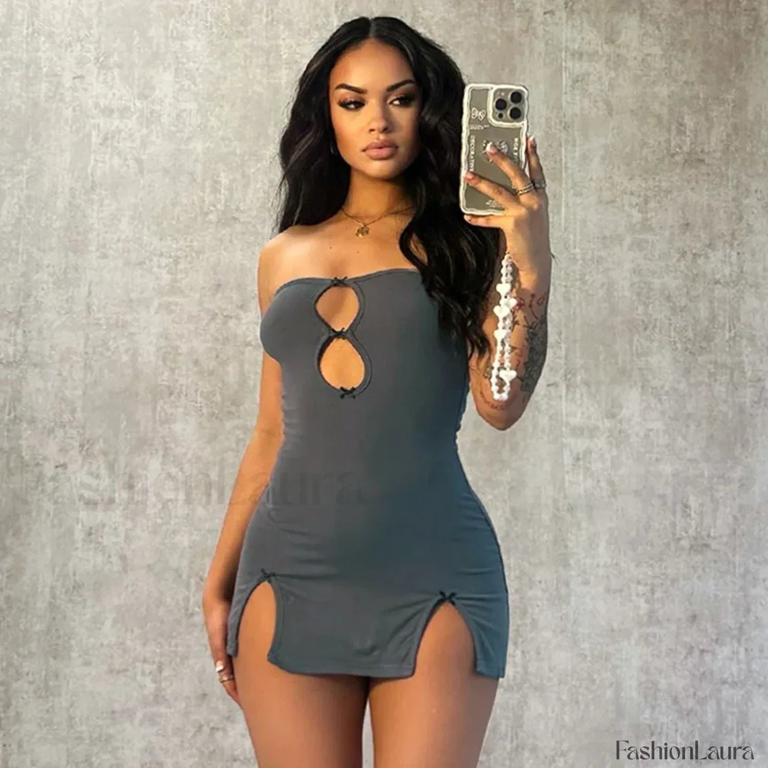 Y2K Hollow Strapless Mini Dress