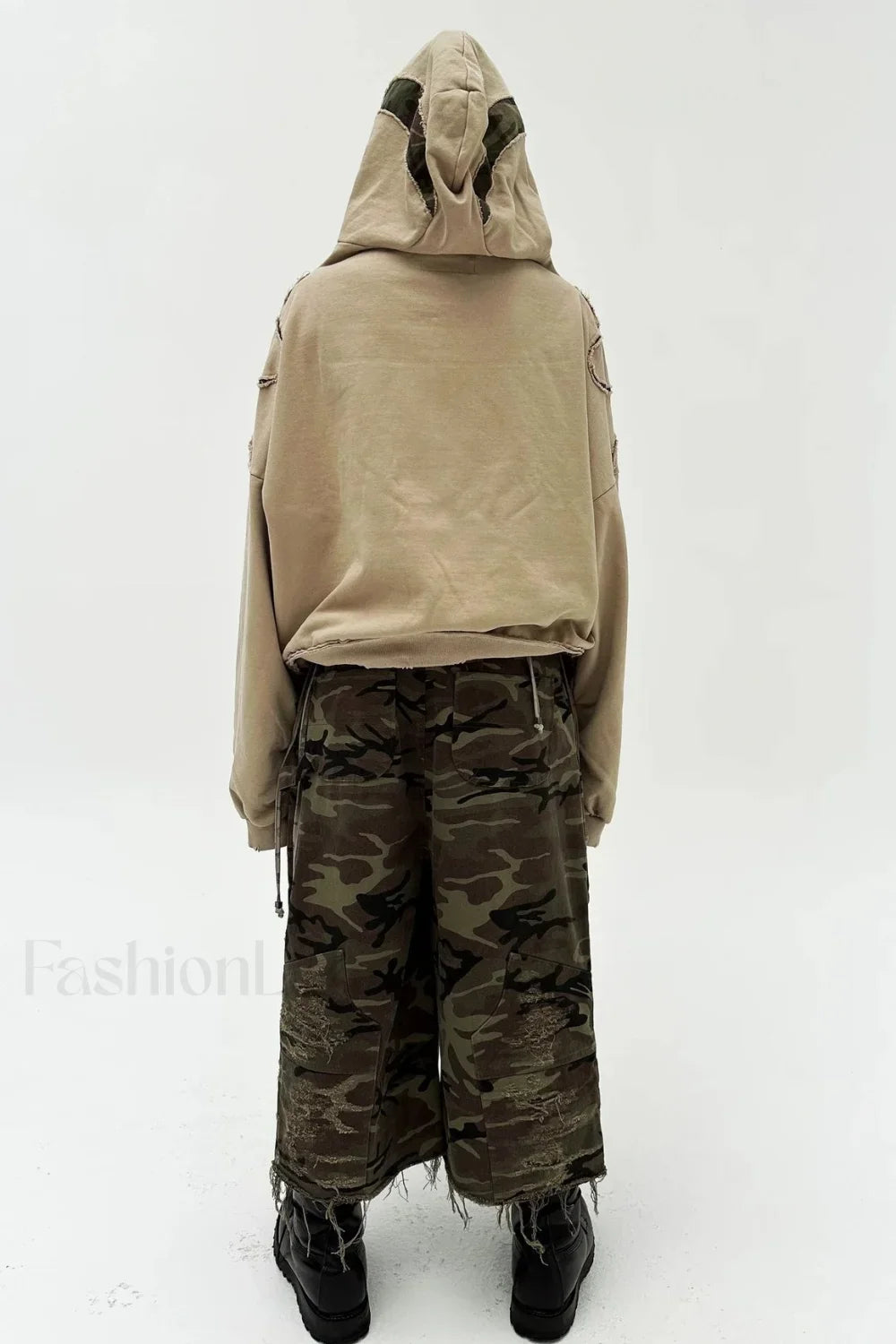 Y2K Street Style Drawstring Patch Hoodie