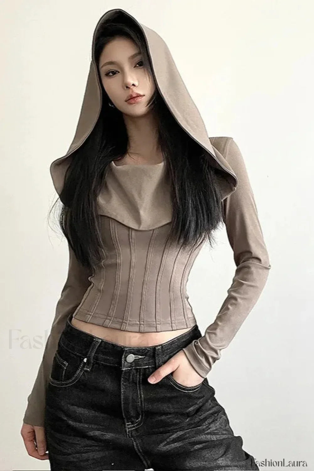 Y2K Streetwear Hooded Crop Hoodie