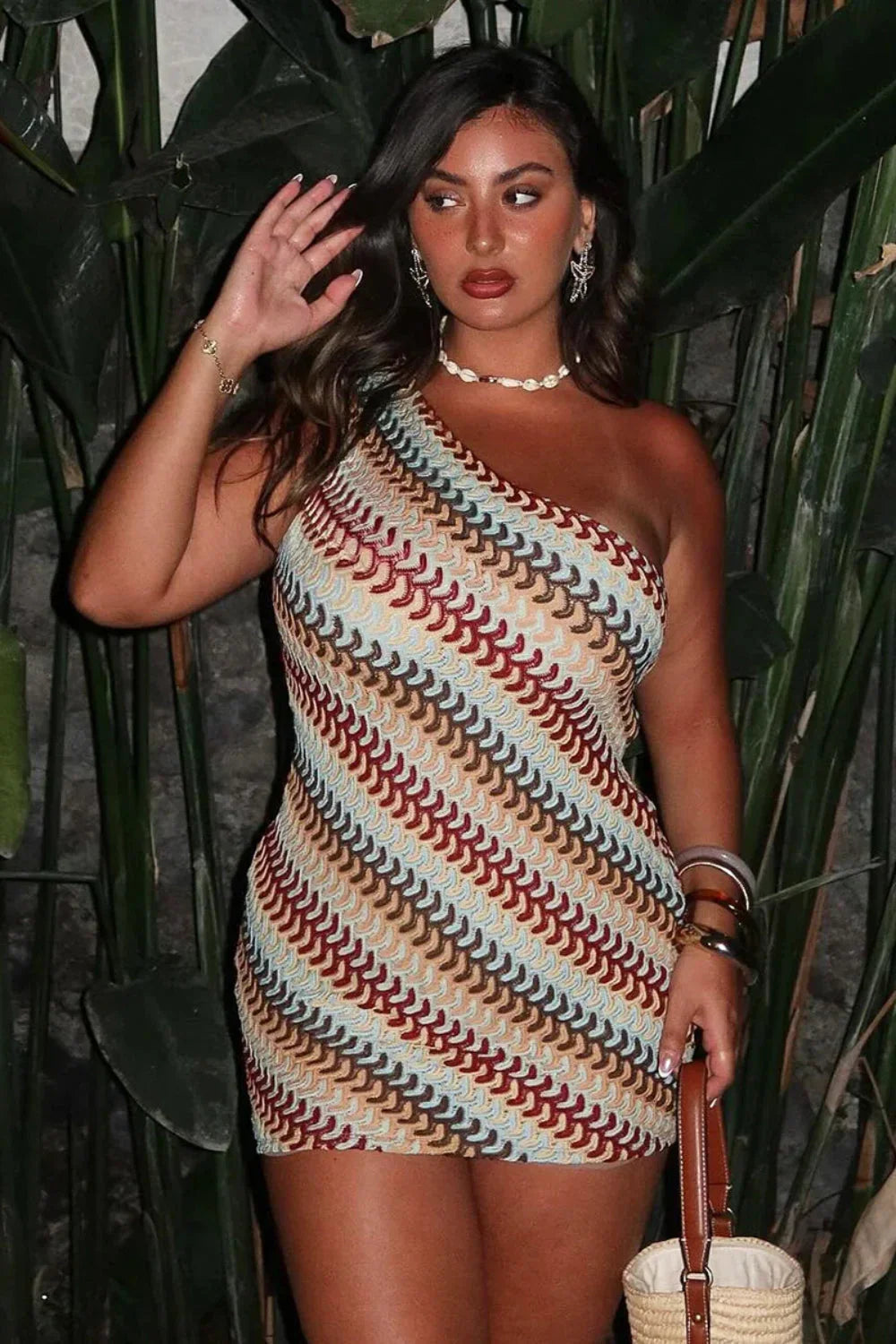 Yarn-Dyed Stretch Bodycon Mini Dress