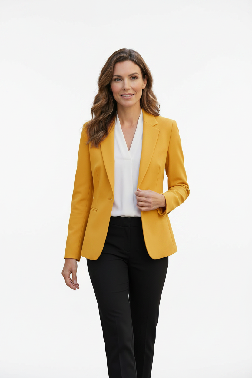 Elegant Tailored Slim Fit Blazer with Padded Shoulders & Pocket Detail