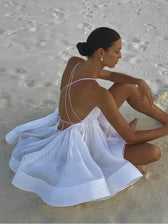 Spaghetti Strap Backless Tiered Ruffle Mini Dress 10
