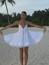 Spaghetti Strap Backless Tiered Ruffle Mini Dress 15