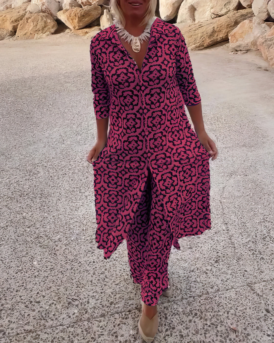 Maeve | Stylish Women Dress Set Fuchsia