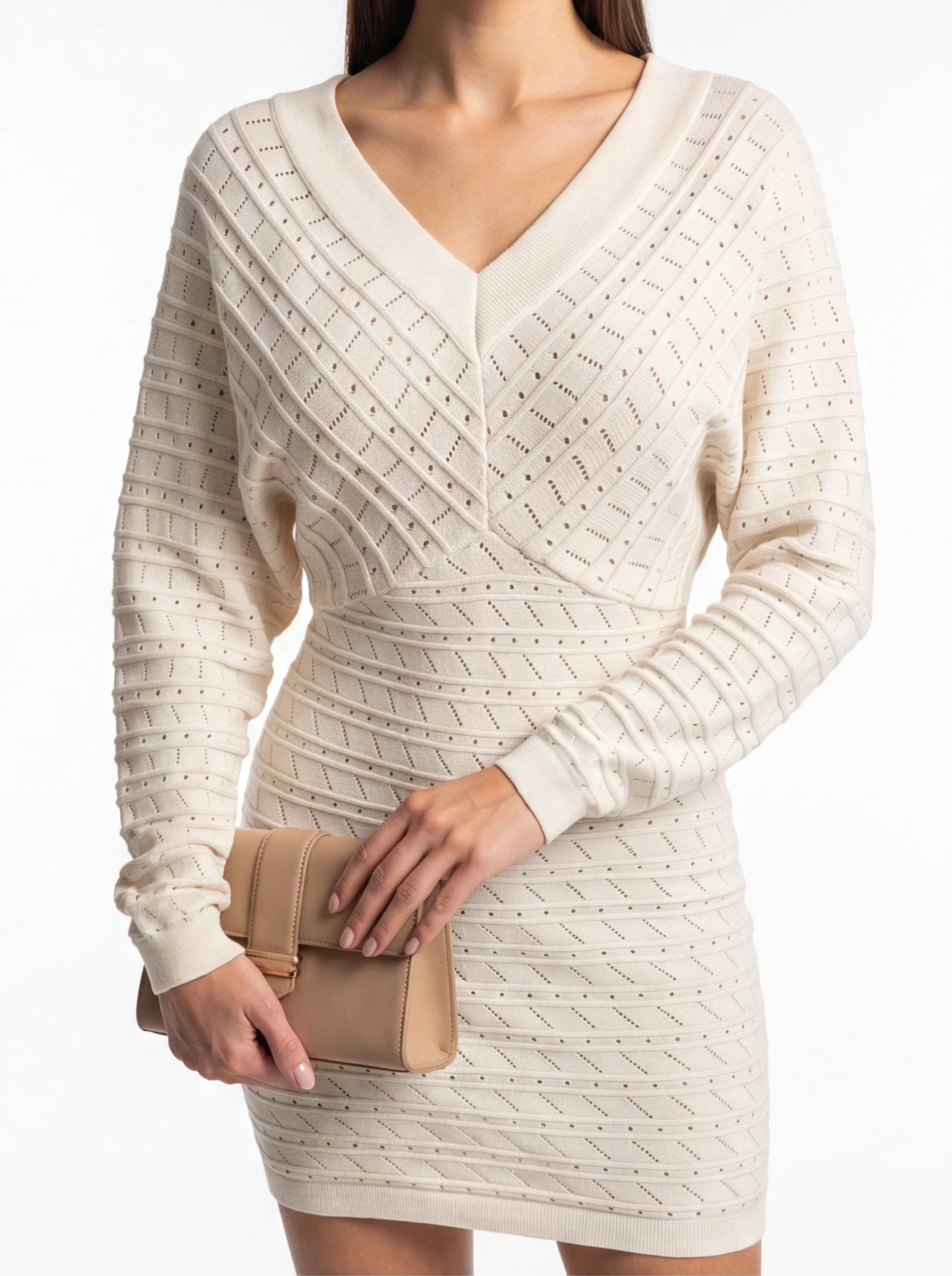 Elegant Chic V-Neck Bodycon Dress with Sleeveless Design & Stretch Fit - Jamota