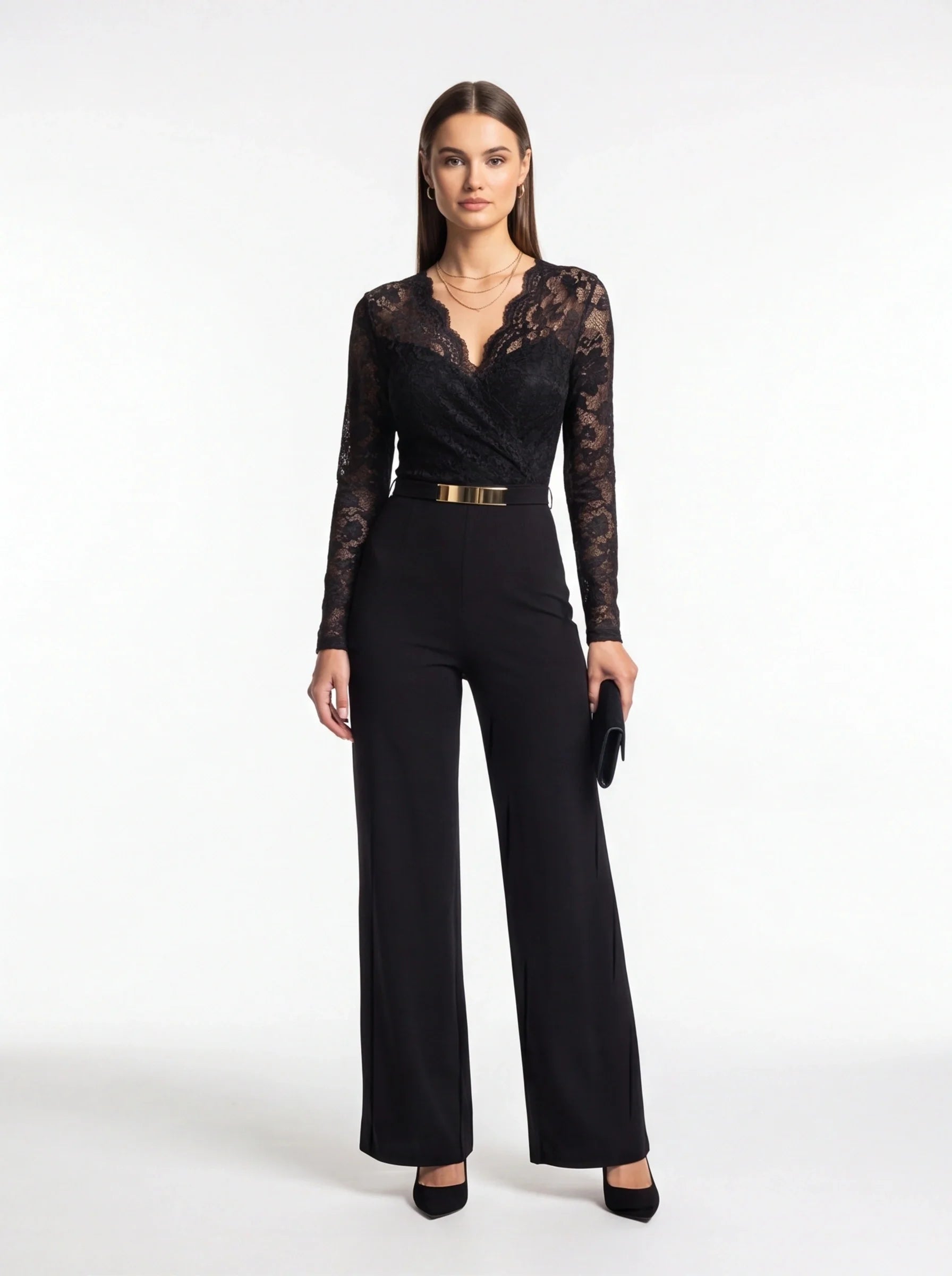 Elegant Professional Women's Jumpsuit with Pockets & Adjustable Straps