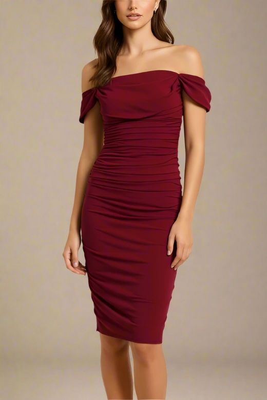 Zia Bodycon Wrap Dress - Red Wine