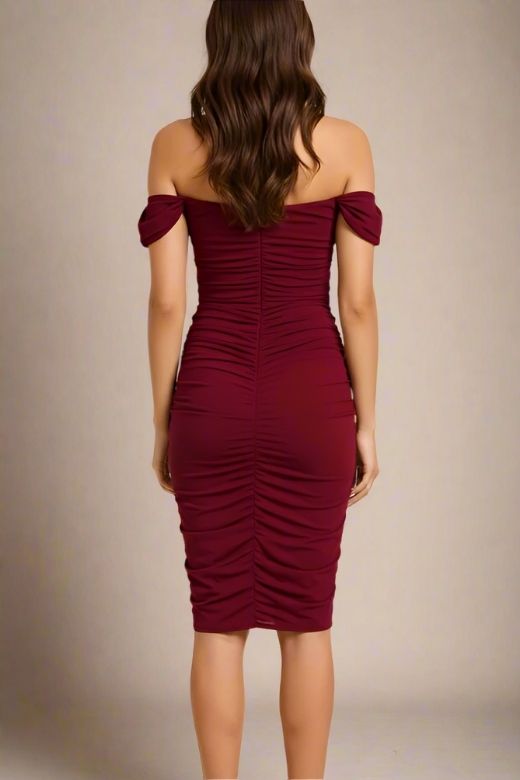 Zia Bodycon Wrap Dress - Red Wine