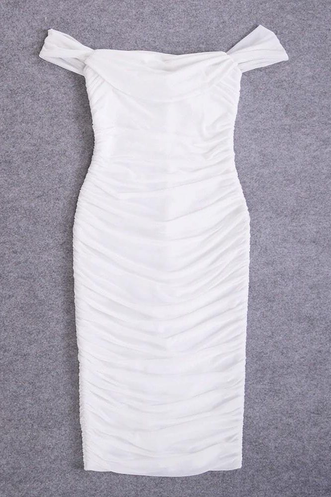 Zia Bodycon Wrap Dress - White Pearl