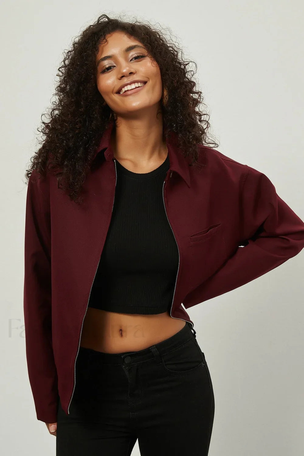 Zip Up Collared Casual Jacket