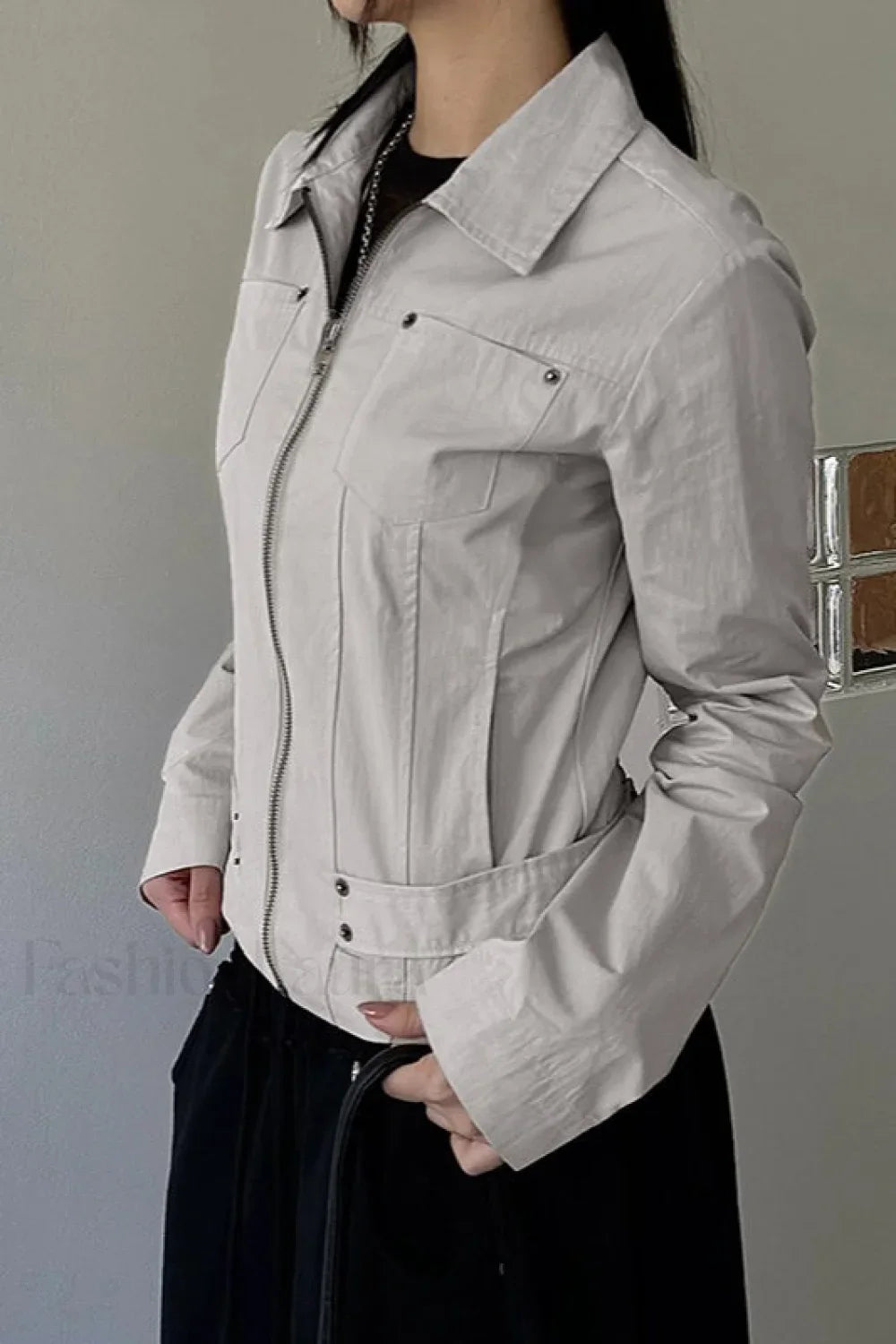 Zip Up Solid Color Utility Jacket