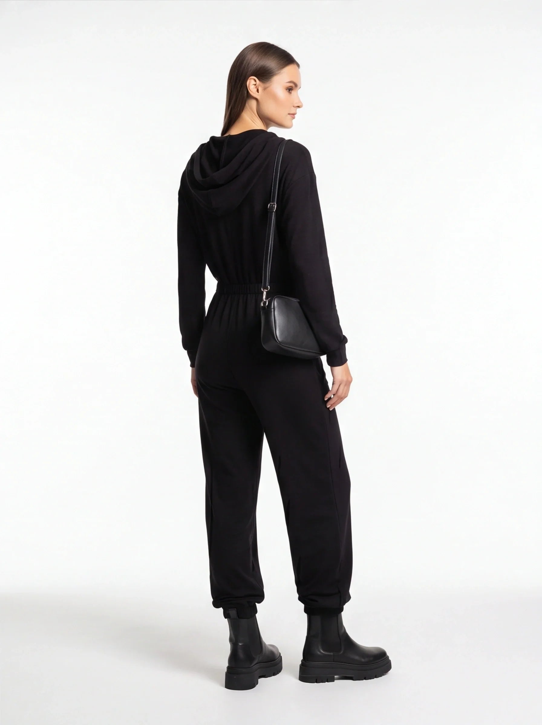 Trendy Hooded Cuffed Jumpsuit for Women | Soft Fabric & Adjustable Wai