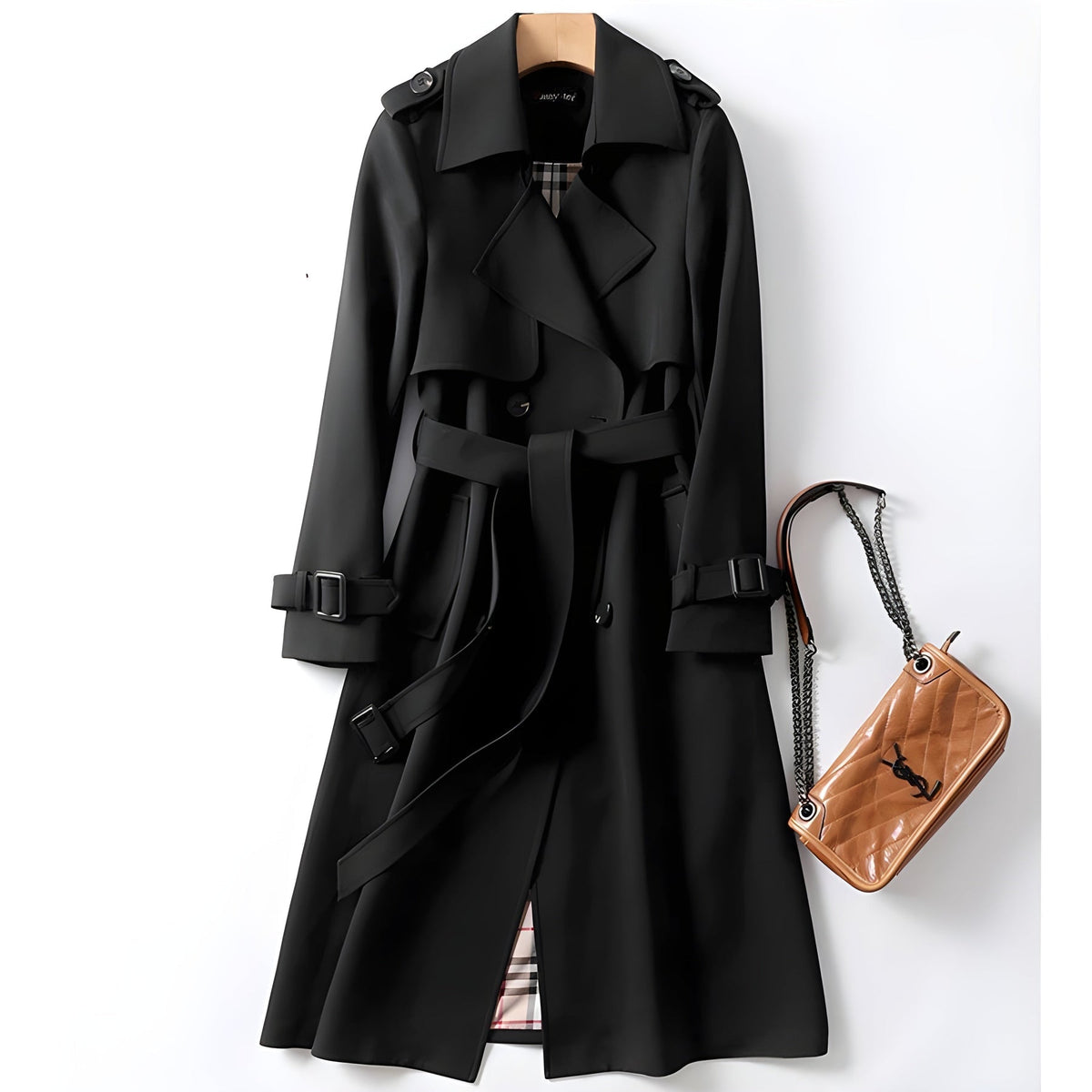 Double Breasted Belted Longline Trench Coat