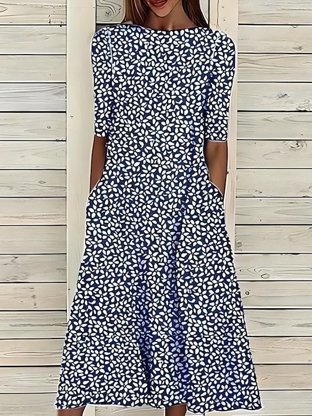 Annie | Coastal Bloom Dress Dark Blue