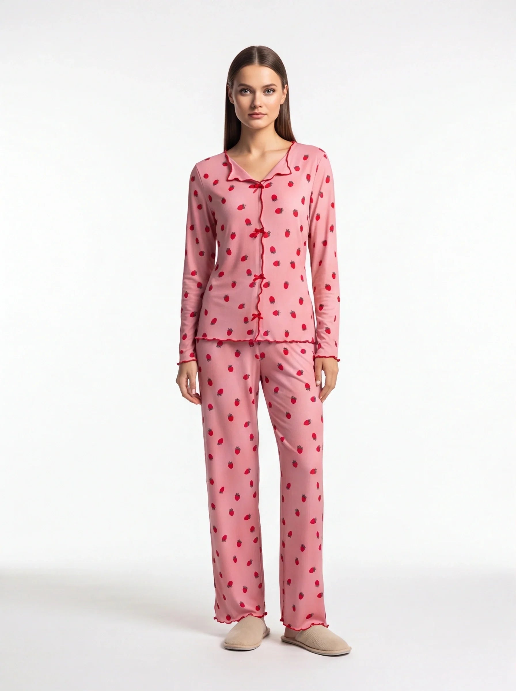 Charming Collection Women's Pajama Set with Frill Trim & Elastic Waist - Jamota